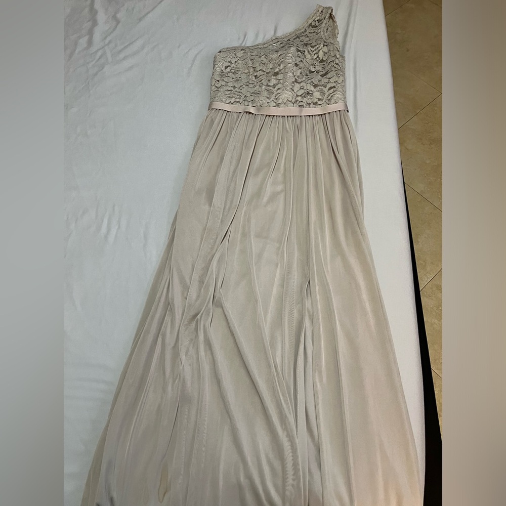 Comfortable dress wore it as a brides maid dry cleaned .